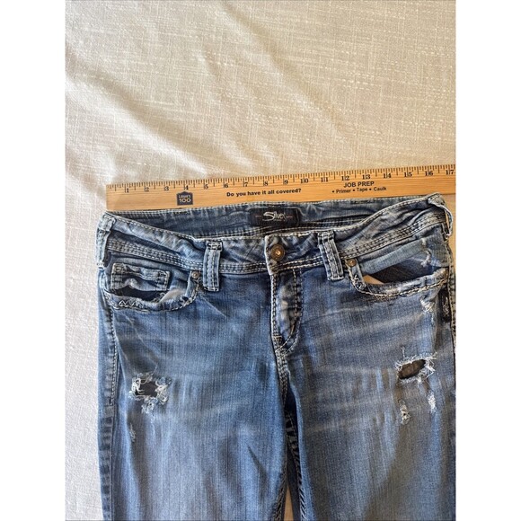 Silver Jeans SUKI Slim Boot Built Free Distressed Flap Pocket 32x33 (fits 32x32) - Picture 9 of 15